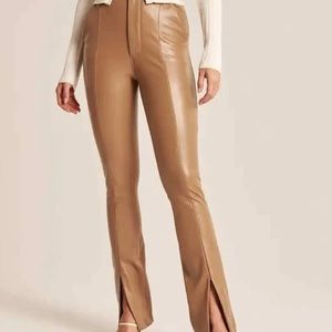 Abercrombie Ultra High Rise Brown Leather Pants